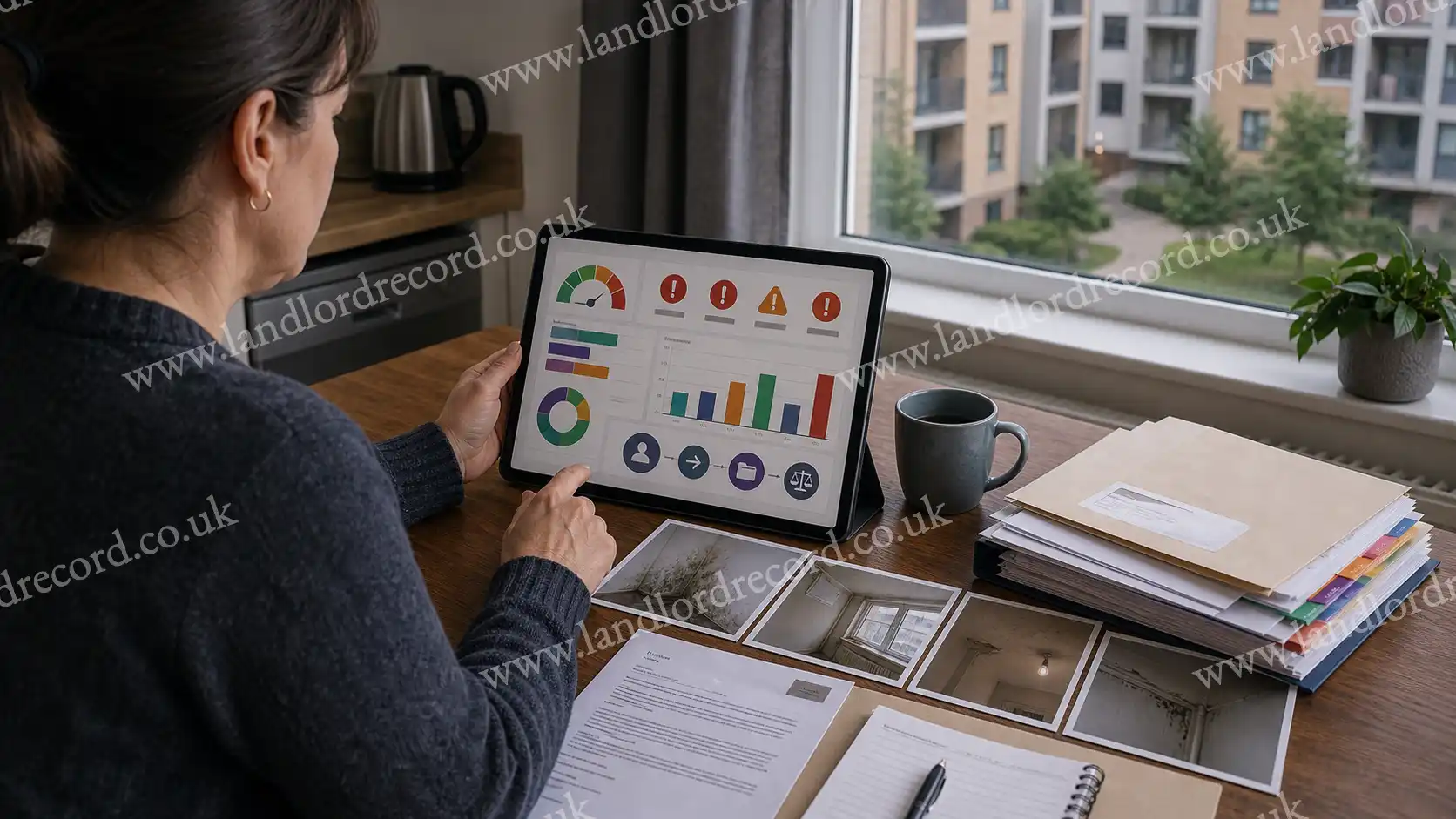 Tenant reviewing anonymised Ombudsman findings and comparison data for a housing association.