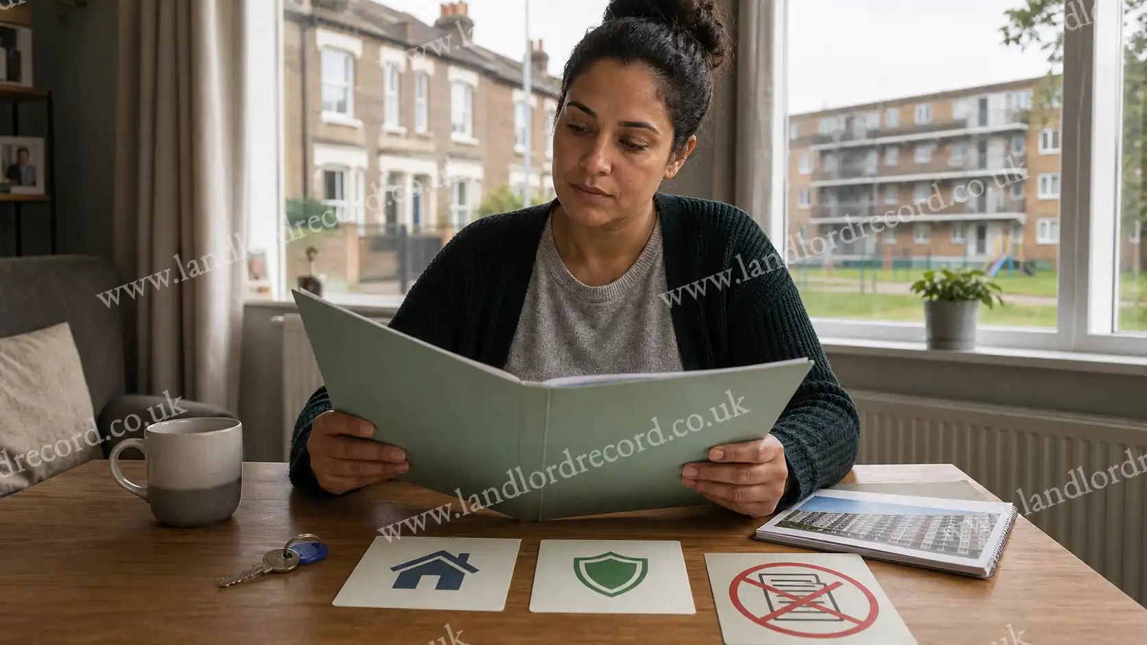 Tenant reviewing tenancy protection documents and Section 21 abolition cues.